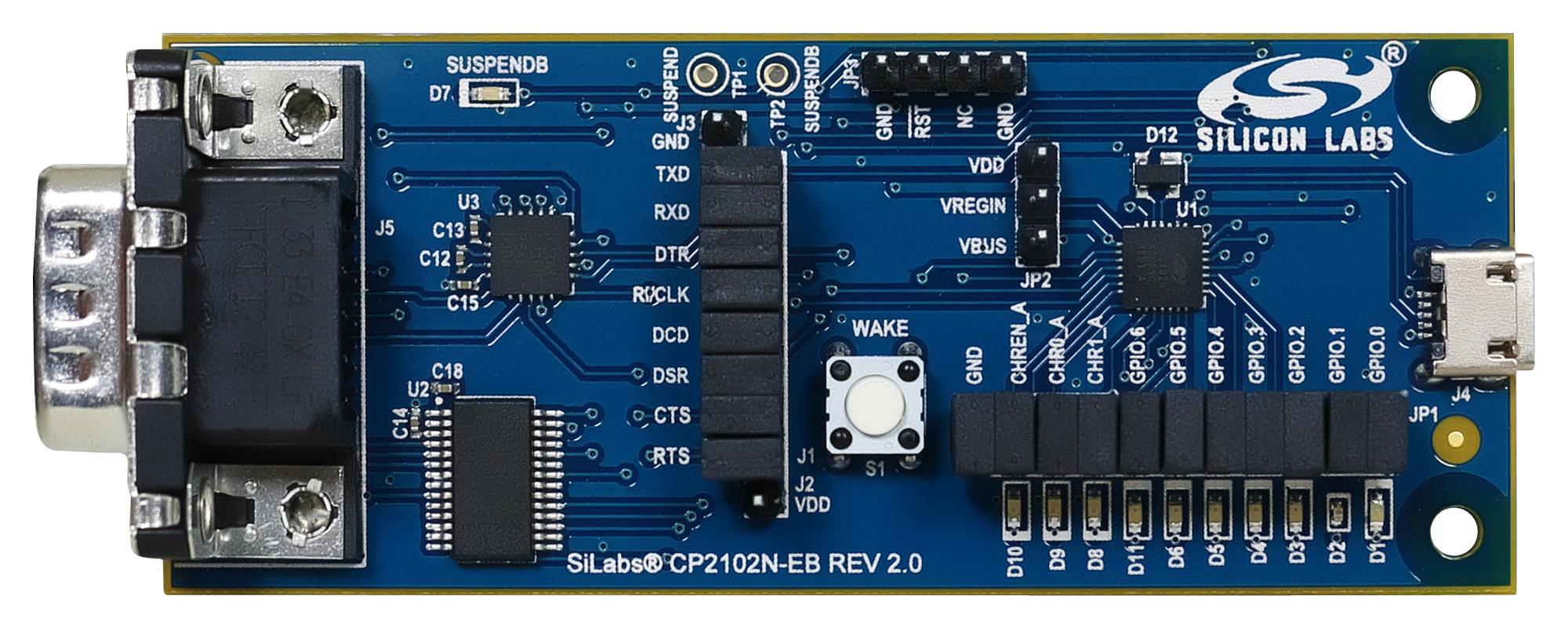 CP2102N-EK EVAL BOARD, CP2102 USB-UART BRIDGE SILICON LABS