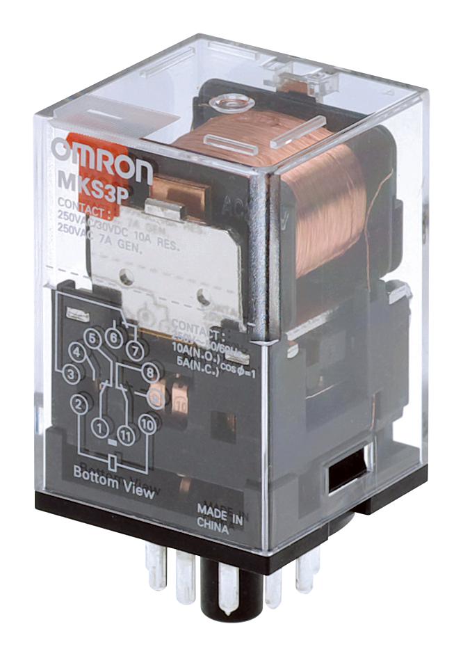 MKS2PIAC230 RELAY, DPDT, 250VAC, 30VDC, 10A OMRON