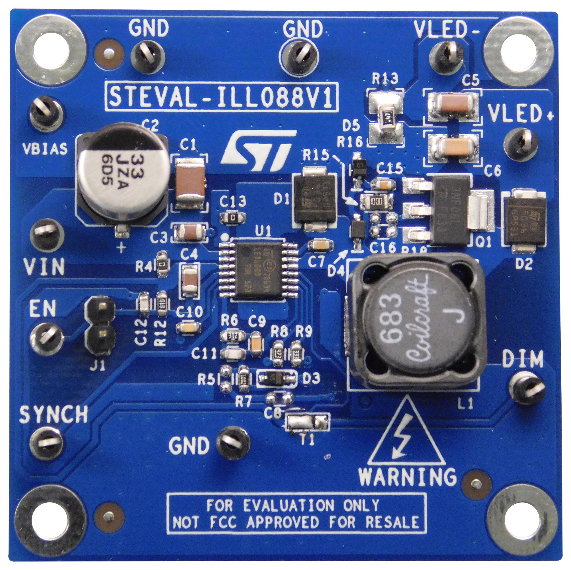 STEVAL-ILL088V1 EVAL BOARD, BUCK-BOOST LED DRIVER STMICROELECTRONICS