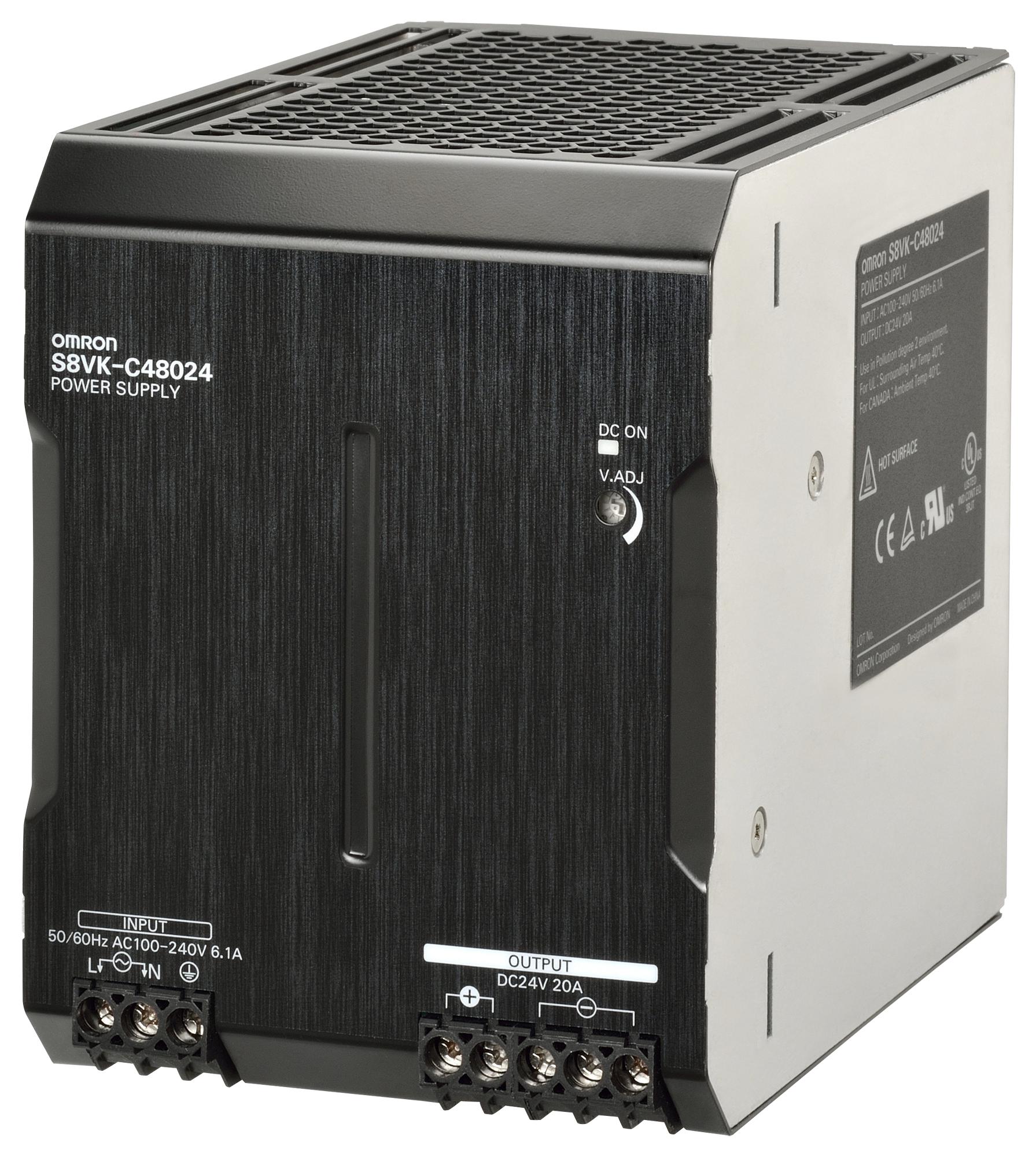 S8VK-C48024 POWER SUPPLY, AC-DC, 24V, 20A OMRON