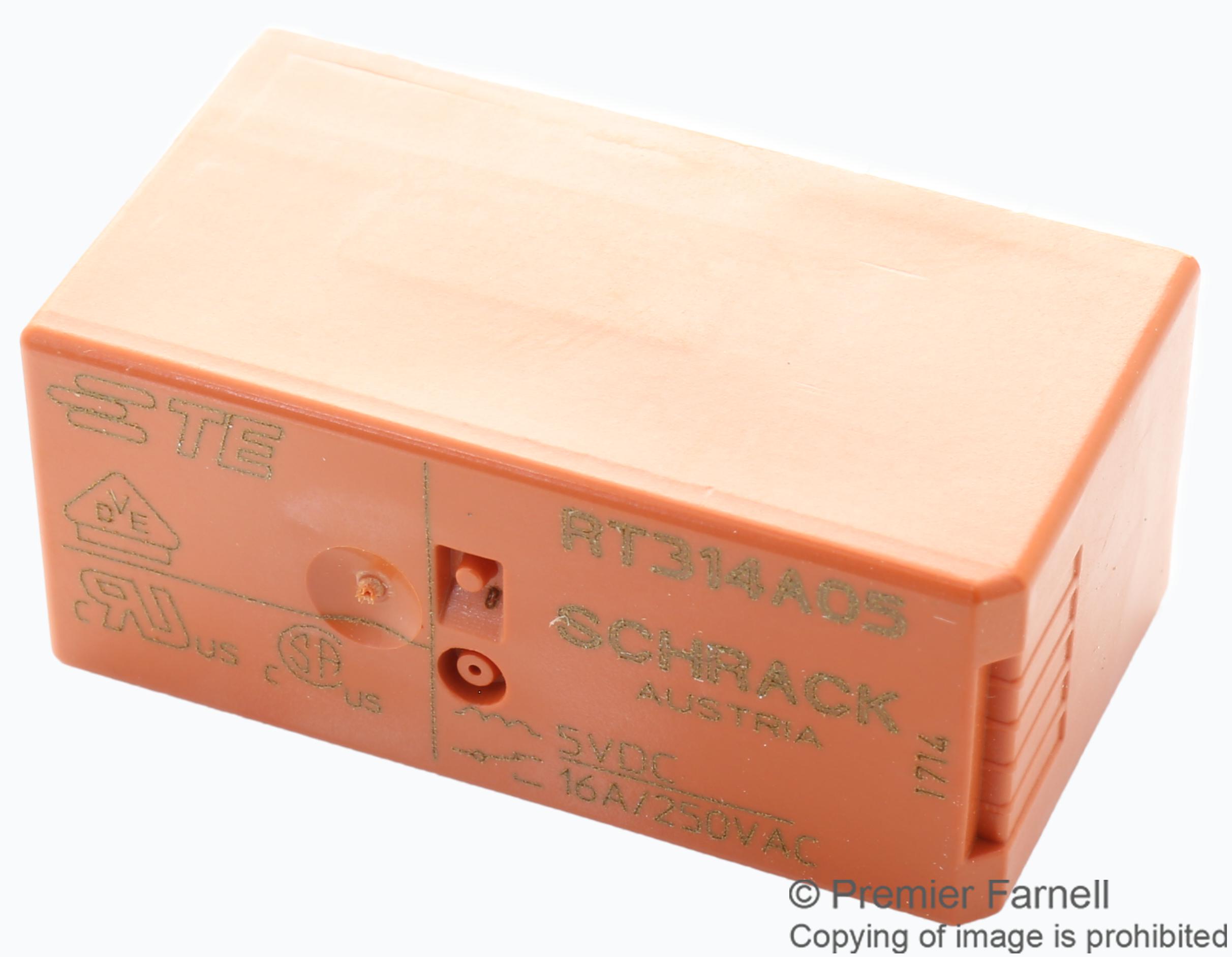 RTE24110 POWER RELAY, DPDT, 10A, 250VAC, TH SCHRACK - TE CONNECTIVITY