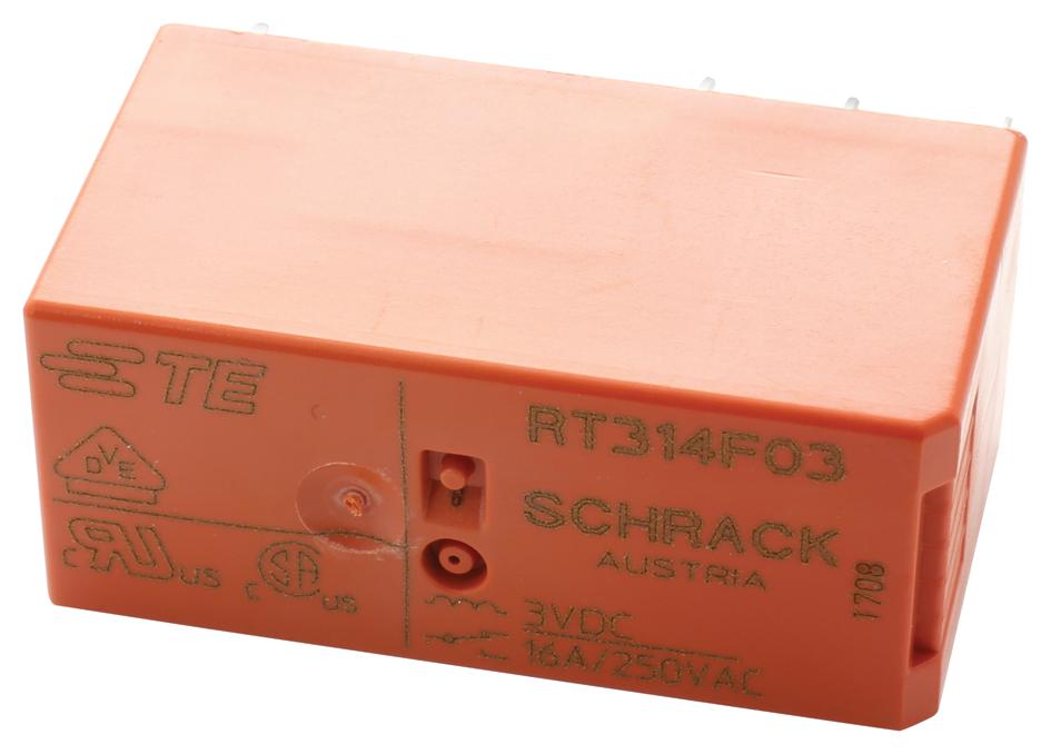 RT314F03 POWER RELAY, SPDT, 20A, 250VAC, TH OEG - TE CONNECTIVITY
