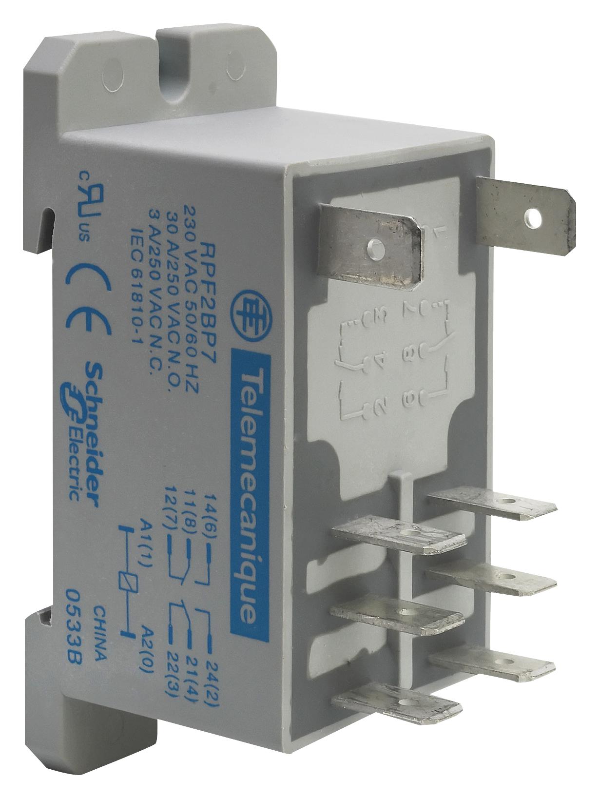 RPF2ABD RELAY, DPST-NO, 24VDC, 30A, DIN RAIL SCHNEIDER ELECTRIC