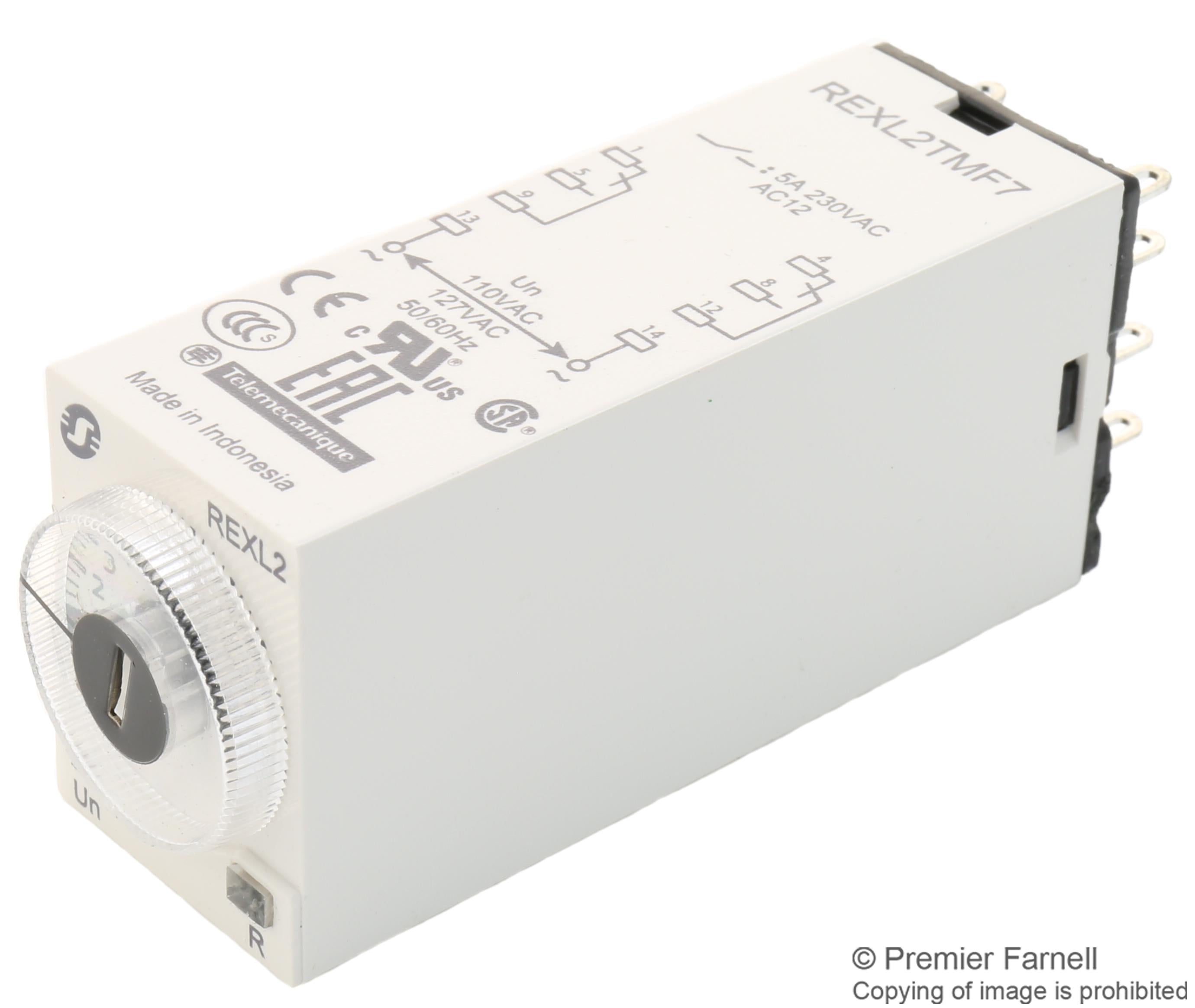 REXL2TMF7 TIME DELAY RELAY, DPDT, 100HOUR, 120VAC SCHNEIDER ELECTRIC