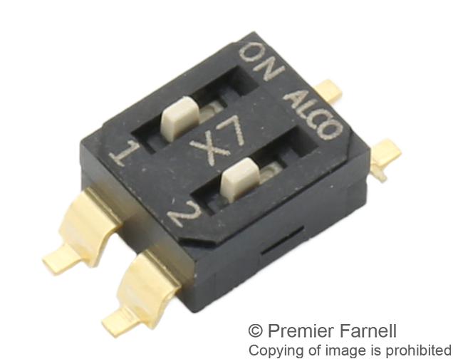 EDS02SGNNTR04Q DIP SWITCH, 2POS, SPST, SLIDE, SMD ALCOSWITCH - TE CONNECTIVITY