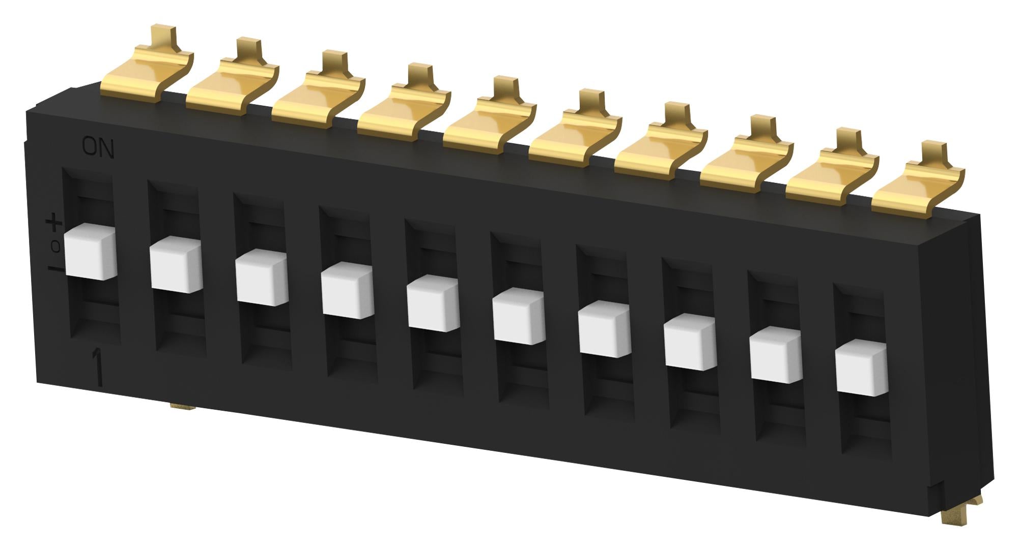 TDS10SGNNTR04 DIP SWITCH, 10POS, SP3T, SLIDE, SMD ALCOSWITCH - TE CONNECTIVITY