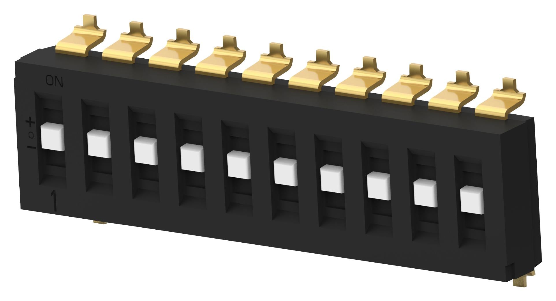 TDS10SGRNTU04 DIP SWITCH, 10POS, SP3T, SLIDE, SMD ALCOSWITCH - TE CONNECTIVITY