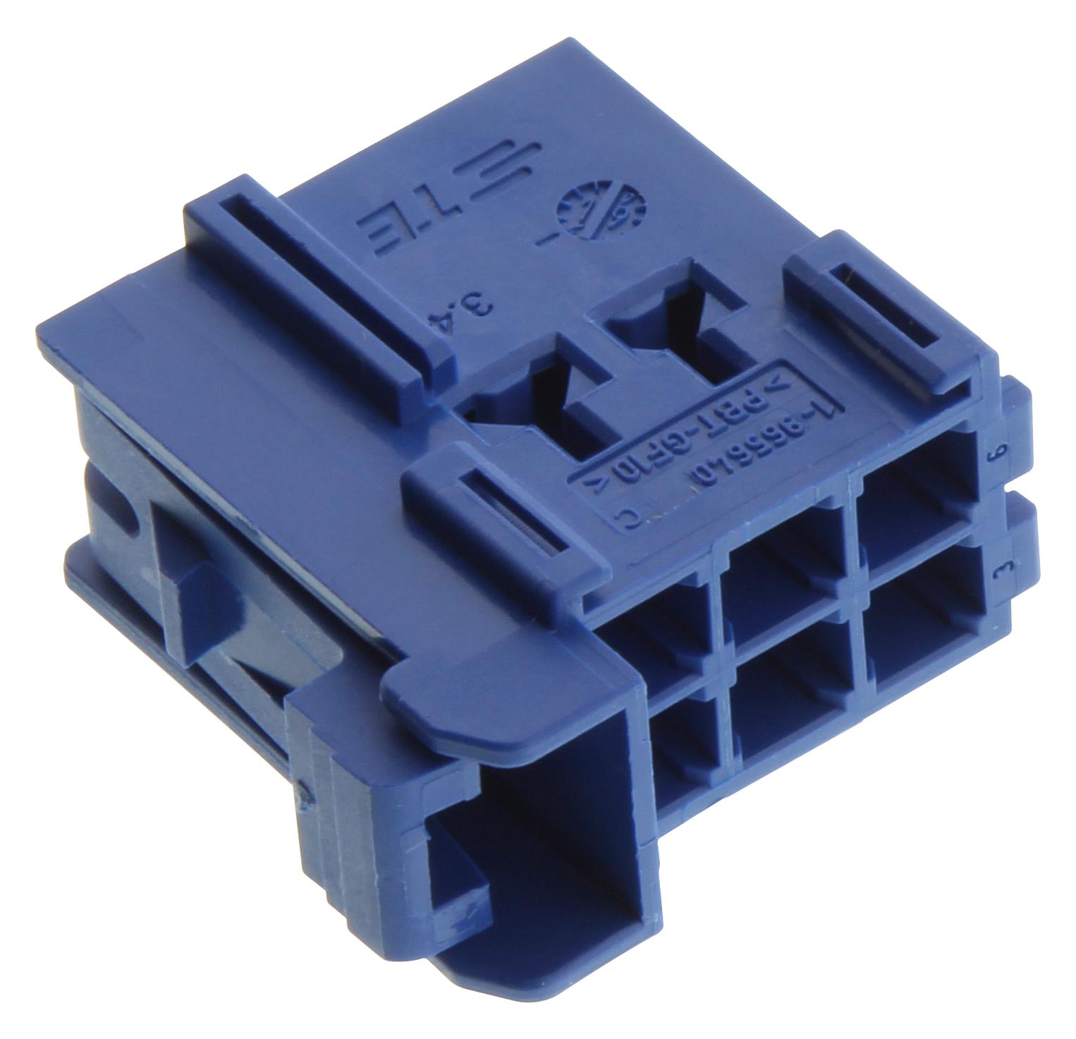 1-965640-1 RECEPTACLE HOUSING, 6POS, PBT GF, BLUE AMP - TE CONNECTIVITY