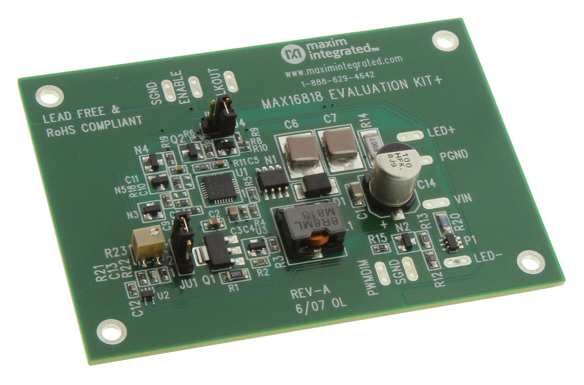 MAX16818EVKIT+ EVAL BOARD, PWM LED DRIVER CONTROLLER MAXIM INTEGRATED / ANALOG DEVICES
