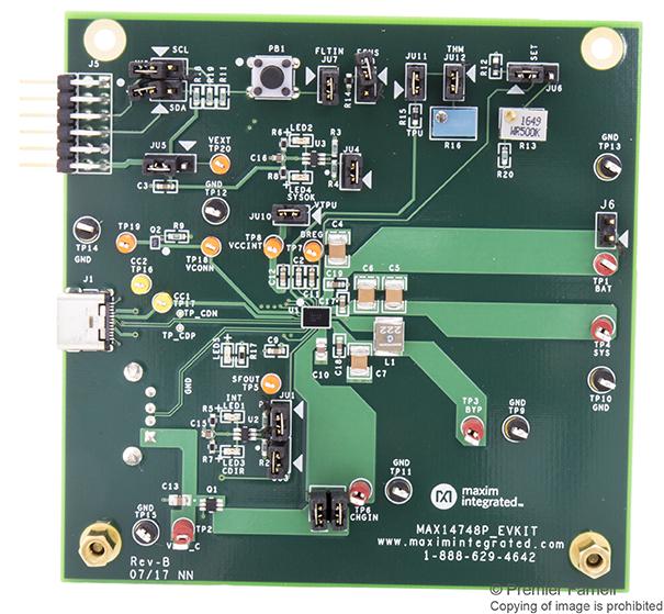 MAX14748EVKIT# EVAL BOARD, USB TYPE-C CHARGER MAXIM INTEGRATED / ANALOG DEVICES