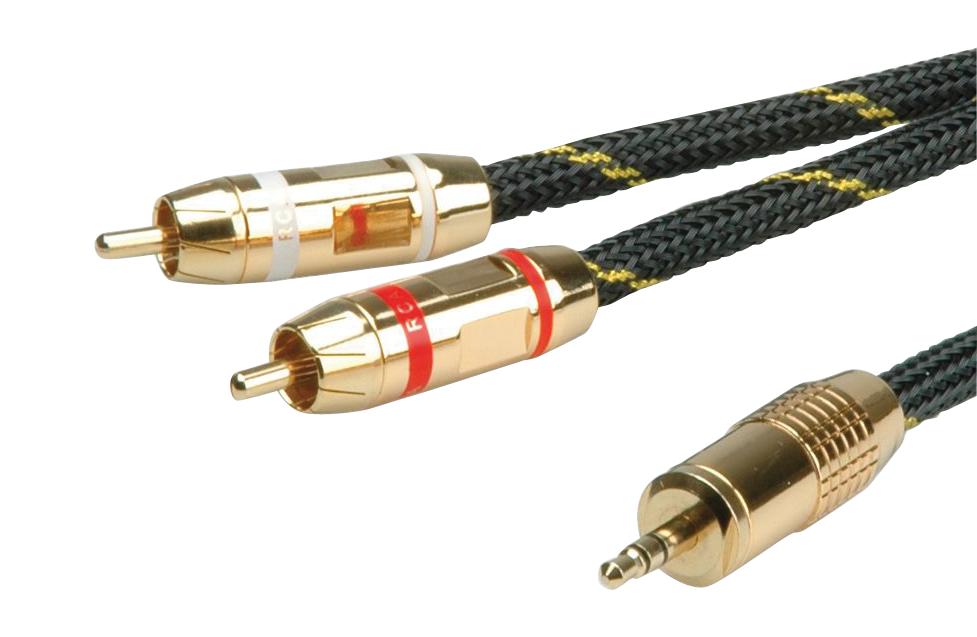 11.09.4279 AUDIO CABLE, 3.5MM-RCA X 2 PLUG, 10M ROLINE