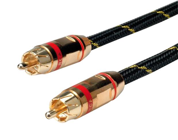 11.09.4251 AUDIO CABLE, RCA PLUG, 5M, BLK/GLD ROLINE