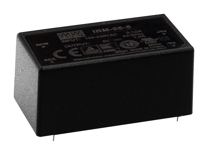 IRM-05-12 POWER SUPPLY, AC-DC, 12V, 0.42A MEAN WELL