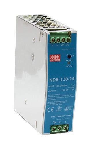 NDR-120-24 POWER SUPPLY, AC-DC, 24V, 5A MEAN WELL