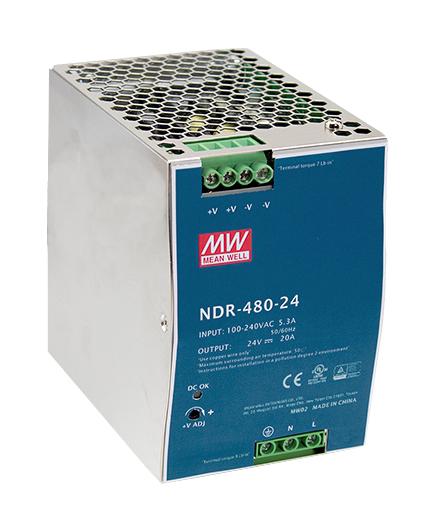 NDR-480-24 POWER SUPPLY, AC-DC, 24V, 20A MEAN WELL