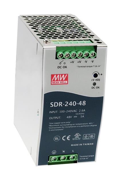 SDR-240-24 POWER SUPPLY, AC-DC, 24V, 10A MEAN WELL