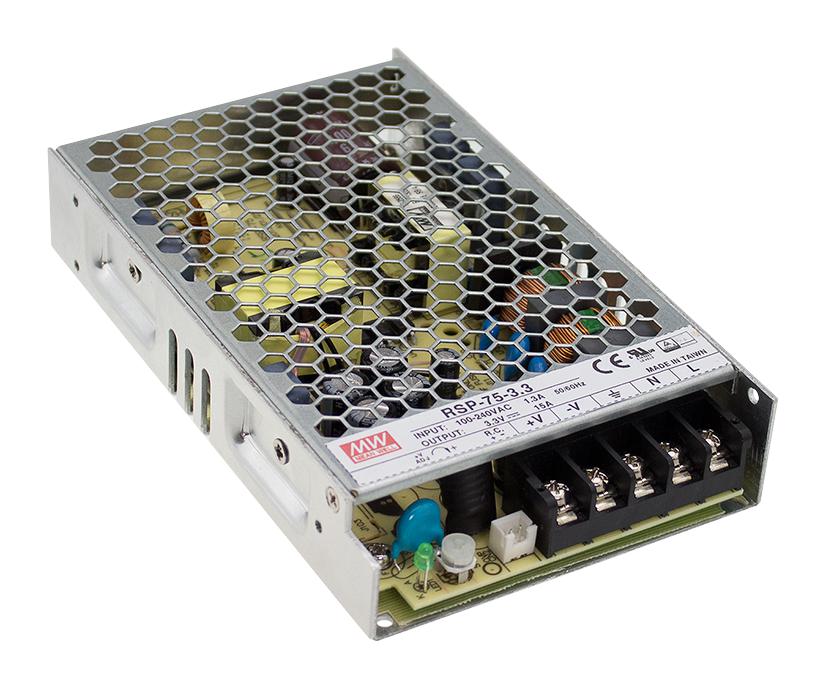 RSP-75-3.3 POWER SUPPLY, AC-DC, 3.3V, 15A MEAN WELL