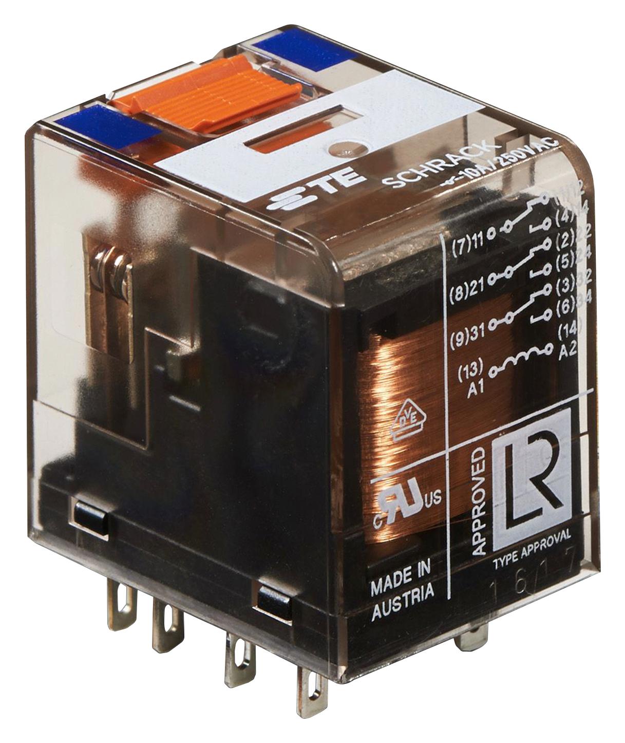 PT370048 POWER RELAY, 3PDT, 10A, 240VAC, SOCKET SCHRACK - TE CONNECTIVITY