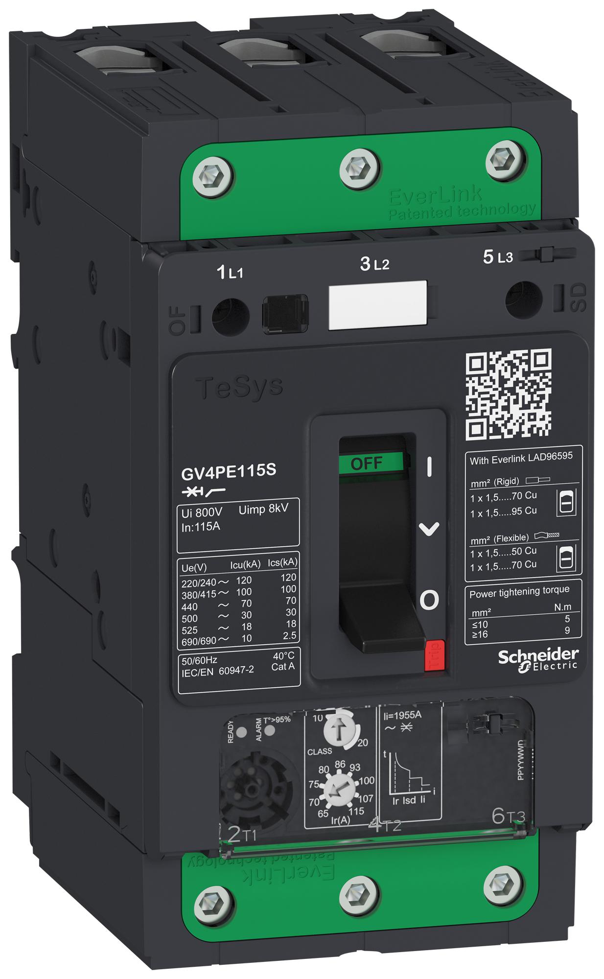 GV4PE12S THERMAL MAG CKT BREAKER, 3P, 12.5A, 690V SCHNEIDER ELECTRIC