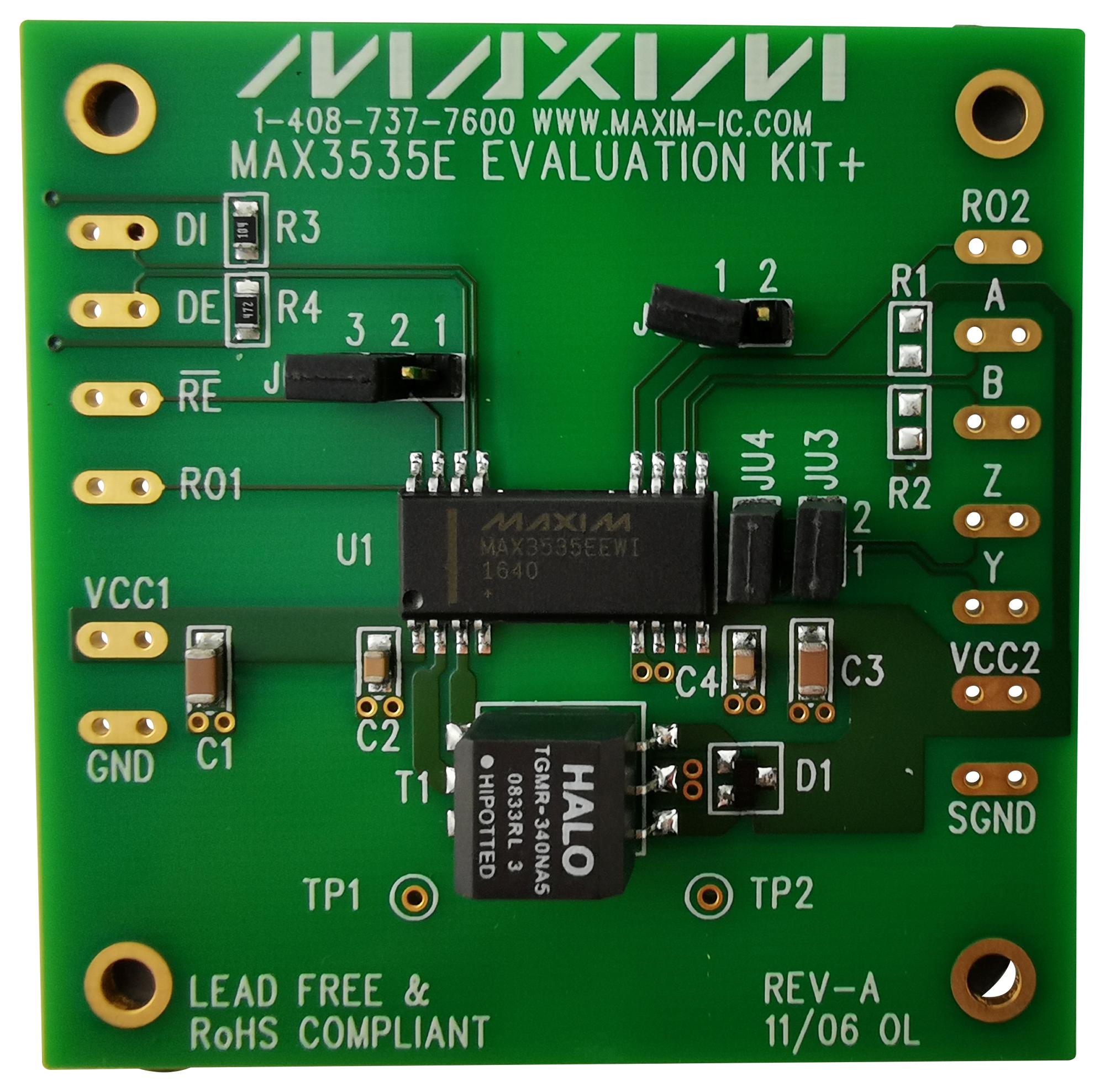 MAX3535EEVKIT+ EVAL KIT, ISOLATED RS-485/RS-422 TXRX MAXIM INTEGRATED / ANALOG DEVICES