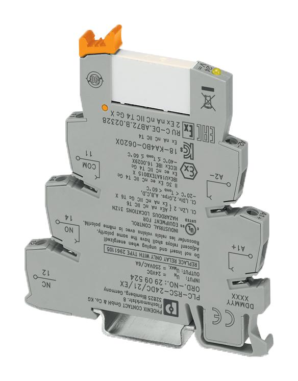 2909524 RELAY MODULE, SPDT, 24VDC, 6A, DIN RAIL PHOENIX CONTACT