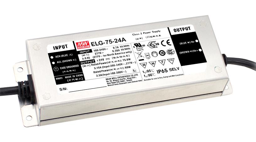 ELG-75-48AB-3Y LED DRIVER, CONSTANT CURRENT/VOLT, 76.8W MEAN WELL