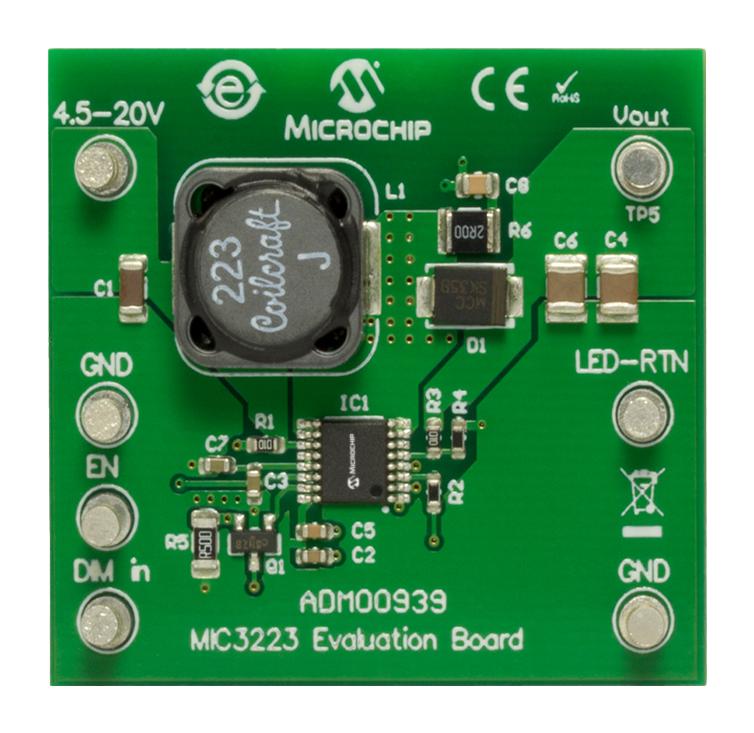ADM00939 EVAL BOARD, BOOST LED DRIVER, 4.5-20V MICROCHIP
