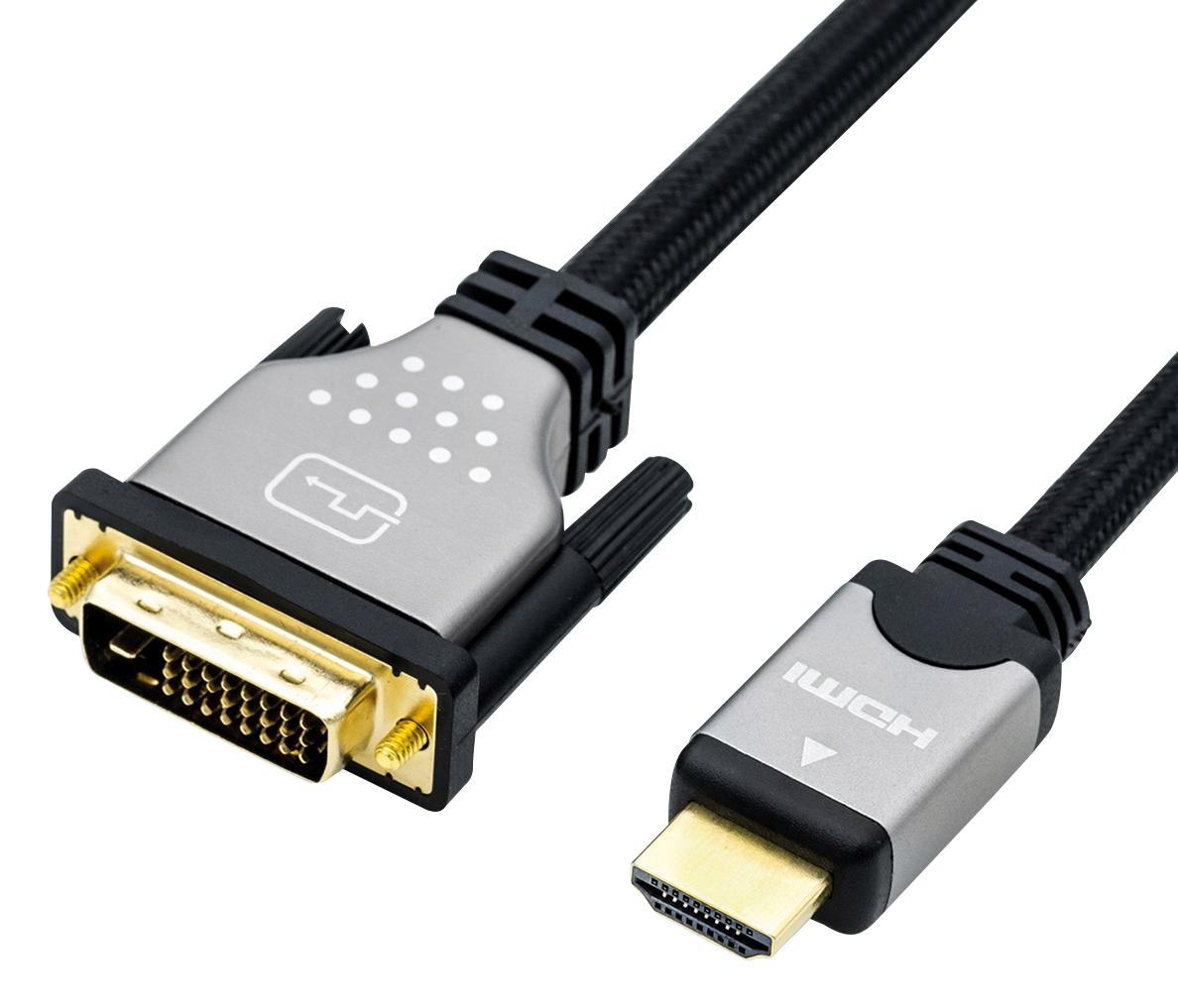 11.04.5874 CABLE, DVI-D/HDMI A PLUG, 7.5M, BLACK ROLINE