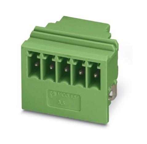 MCO 1,5/ 5-G1L-3,5 GN TERMINAL BLOCK, HEADER, R/A, 5WAY, TH PHOENIX CONTACT