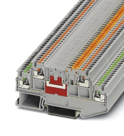 PTT 1,5/S-L/MT DINRAIL TERMINAL BLOCK, 4WAY, 14AWG, GRY PHOENIX CONTACT