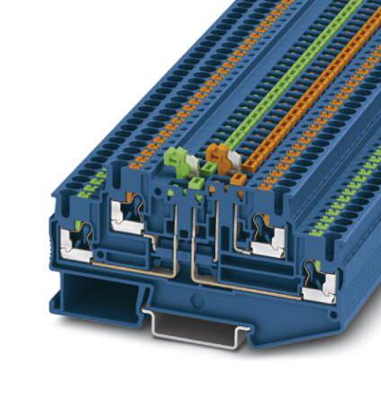 PTT 2,5-2MT BU DINRAIL TERMINAL BLOCK, 4WAY, 12AWG, BLU PHOENIX CONTACT