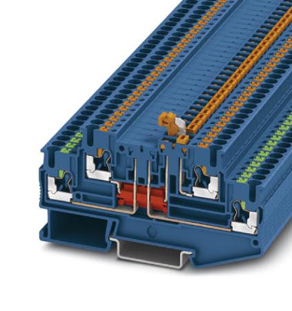 PTT 2,5-L/MT BU DINRAIL TERMINAL BLOCK, 4WAY, 12AWG, BLU PHOENIX CONTACT