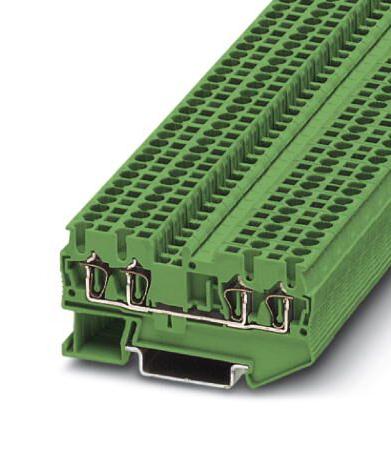 ST 2,5-QUATTRO GN DINRAIL TERMINAL BLOCK, 4WAY, 12AWG, GRN PHOENIX CONTACT