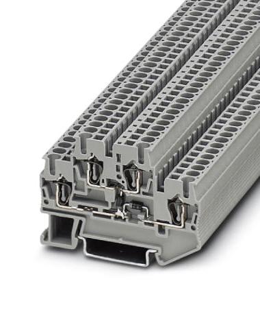 STTB 2,5-2DIO/O-UL/UR-UL DINRAIL TERMINAL BLOCK, 4WAY, 12AWG, GRY PHOENIX CONTACT