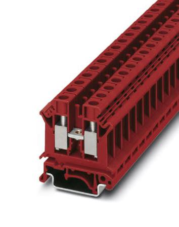 UK 10 N RD DINRAIL TERMINAL BLOCK, 2WAY, 6AWG, RED PHOENIX CONTACT