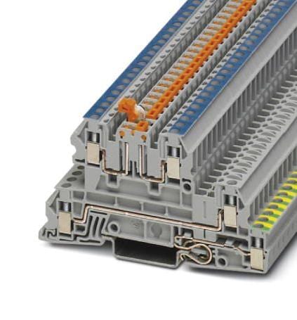 UTI 2,5-PE/L/NTB DIN RAIL TERMINAL BLOCK, 4WAY, 12AWG PHOENIX CONTACT