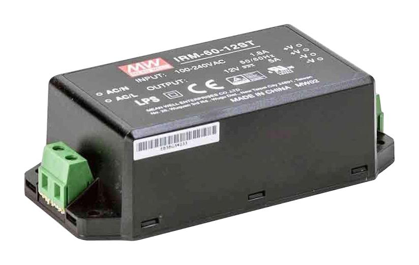 IRM-60-12ST POWER SUPPLY, AC-DC, 12V, 5A MEAN WELL