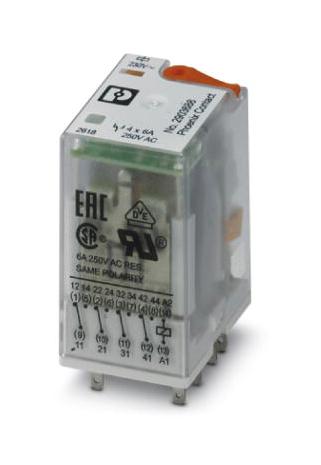 REL-IR4/L-230AC/4X21 POWER RELAY, 4PDT, 2A, 250V PHOENIX CONTACT