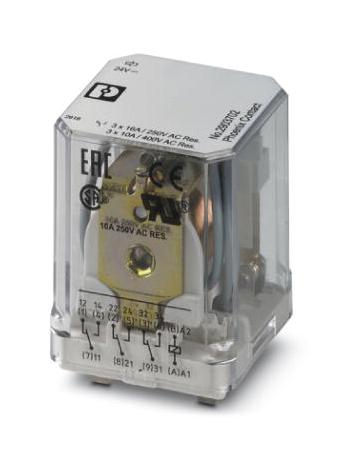 REL-PR3- 24DC/3X21 POWER RELAY, 3PDT, 16A, 440A PHOENIX CONTACT