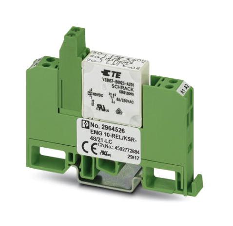 EMG 10-REL/KSR- 48/21-LC POWER RELAY, SPDT, 48V, 6A, DIN RAIL PHOENIX CONTACT