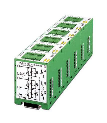 EMUG 45- 4REL/KSR-G 24/21 POWER RELAY, SPDT, 24VDC, 6A, DIN RAIL PHOENIX CONTACT