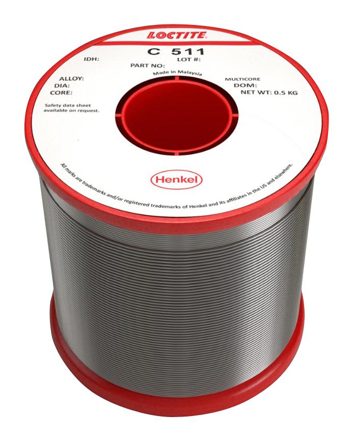 C 511 60EN 5C 0.7MM S 500G SOLDER WIRE, CRYSTAL 511, 0.71MM, 500G MULTICORE / LOCTITE