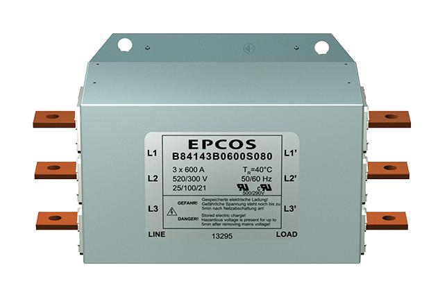 B84143B0400S080 POWER LINE FILTER, 3 PHASE, 400A, BUSBAR EPCOS