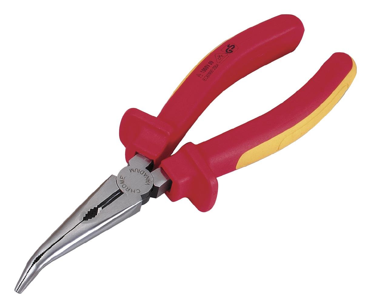 MP002060 PLIER, VDE, BENT NOSE, 8", CRV STEEL MULTICOMP PRO