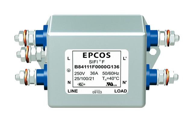 B84111F0000G136 POWER LINE FILTER, STANDARD, 36A, 250V EPCOS