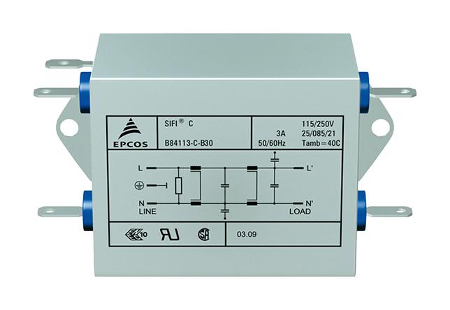 B84113C0000B110 POWER LINE FILTER, STANDARD, 10A, 250V EPCOS