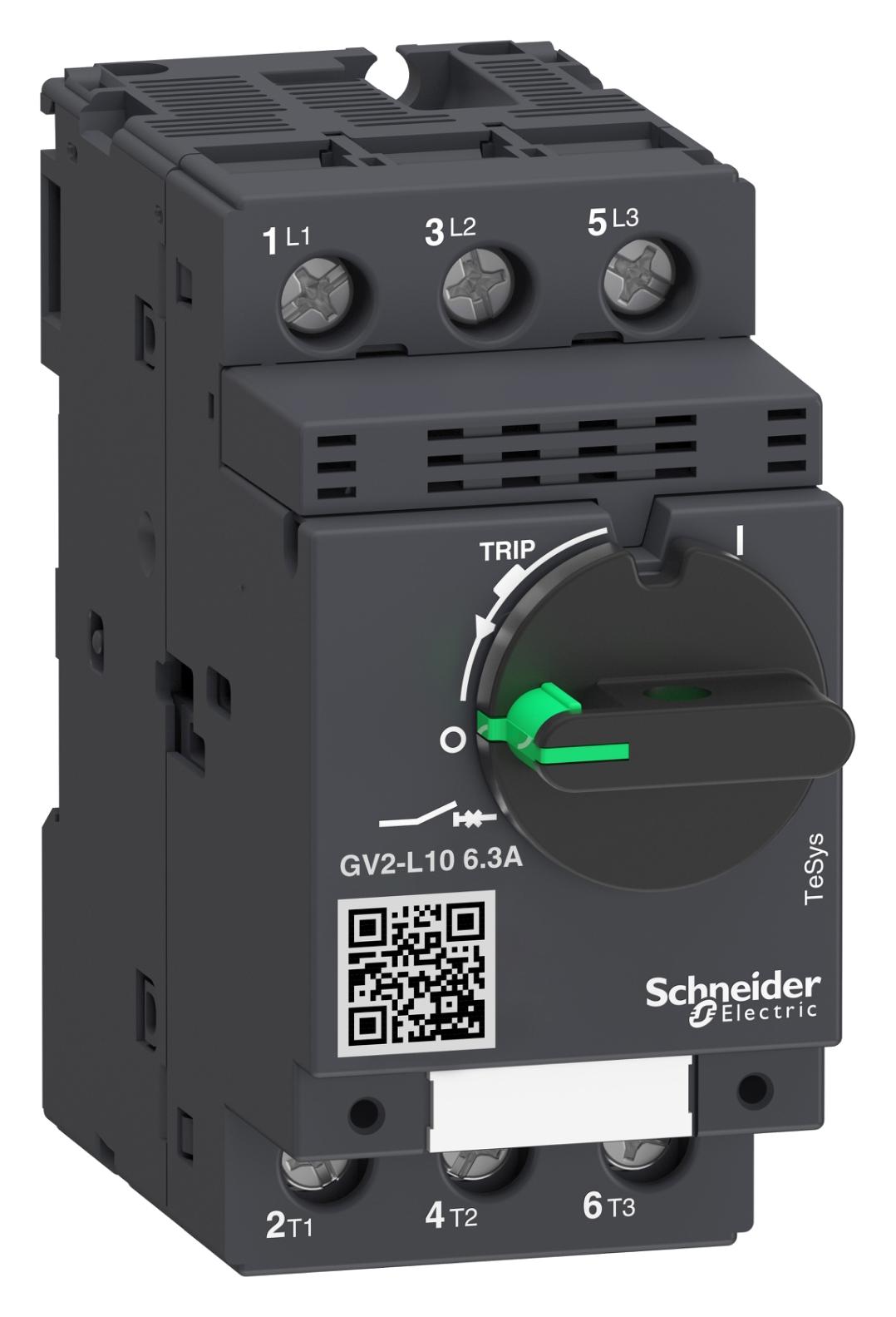 GV2L10 THERMOMAGNETIC CKT BREAKER, 3P, 6.3A SCHNEIDER ELECTRIC