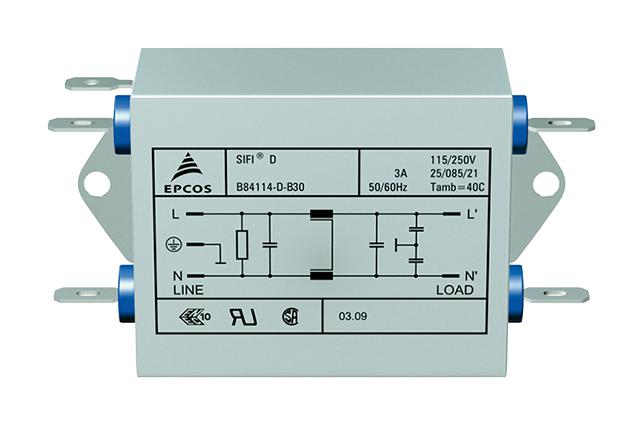 B84114D0000B060 POWER LINE FILTER, STANDARD, 6A, 250V EPCOS