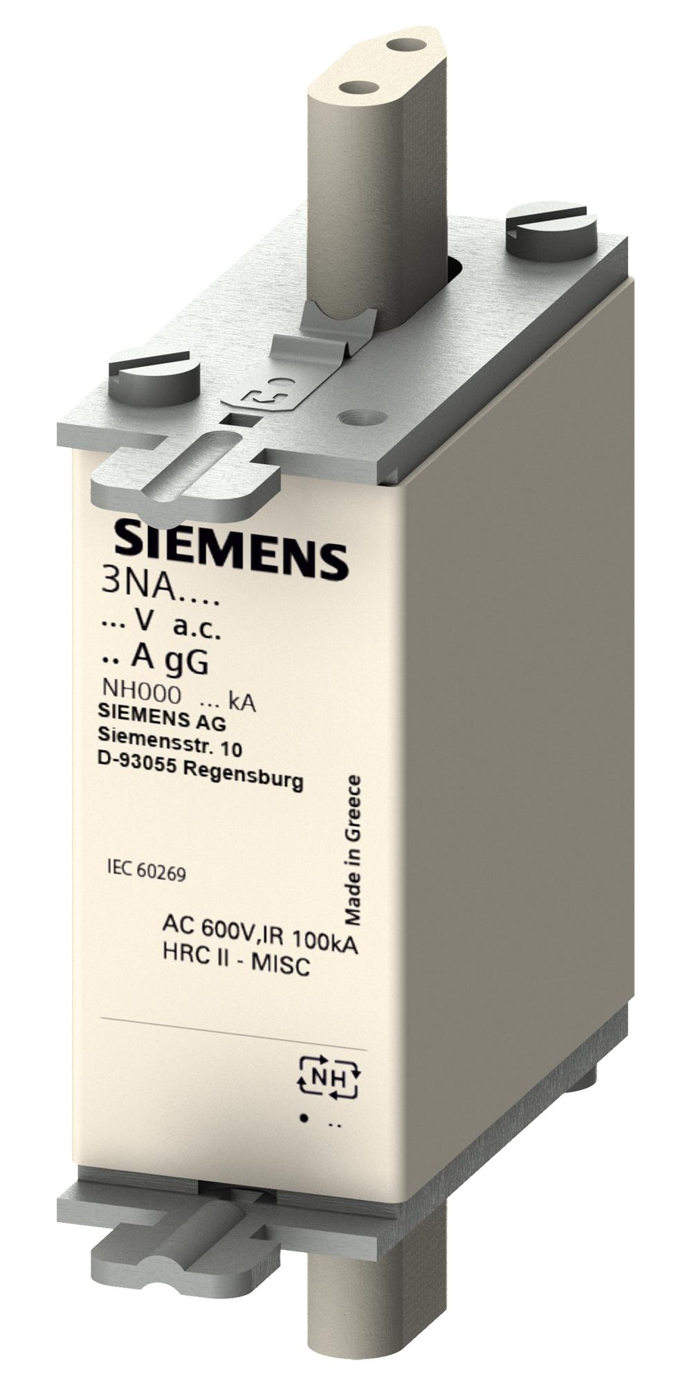 3NA3801-6 HRC FUSE, 6A, 690VAC, 250VDC, BLADE TAG SIEMENS