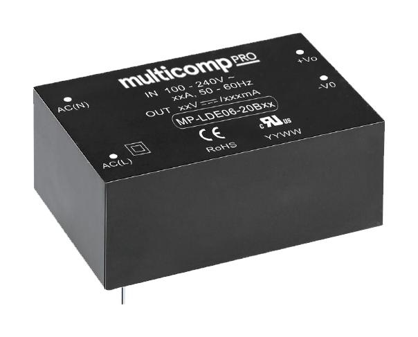 MP-LDE06-20B12 POWER SUPPLY, AC-DC, 12V, 0.5A MULTICOMP PRO